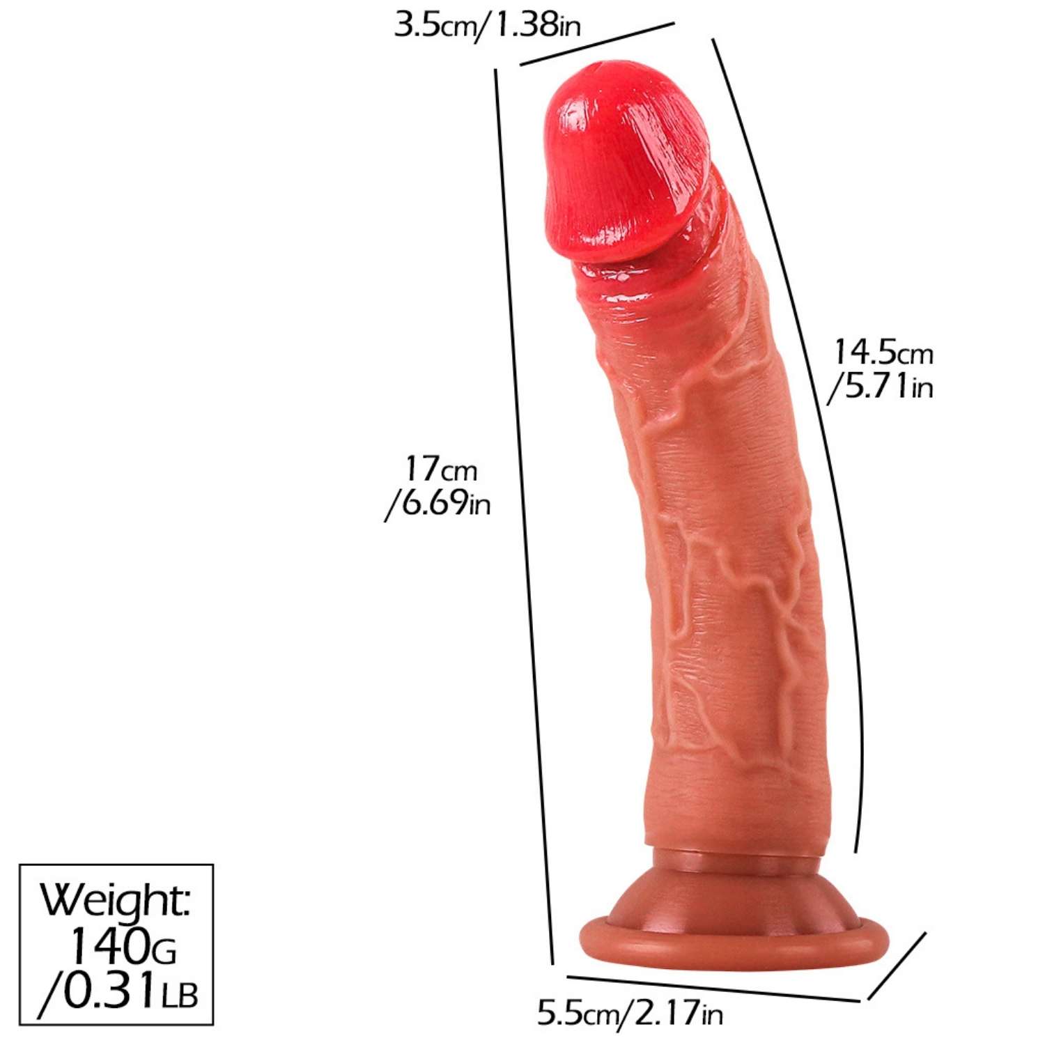 Kirk - Ultra Yumuşak Doku Testissiz Realistik Dildo Çift Katmanlı Silikon Gerçekçi Yapay Penis 17x3.5 CM