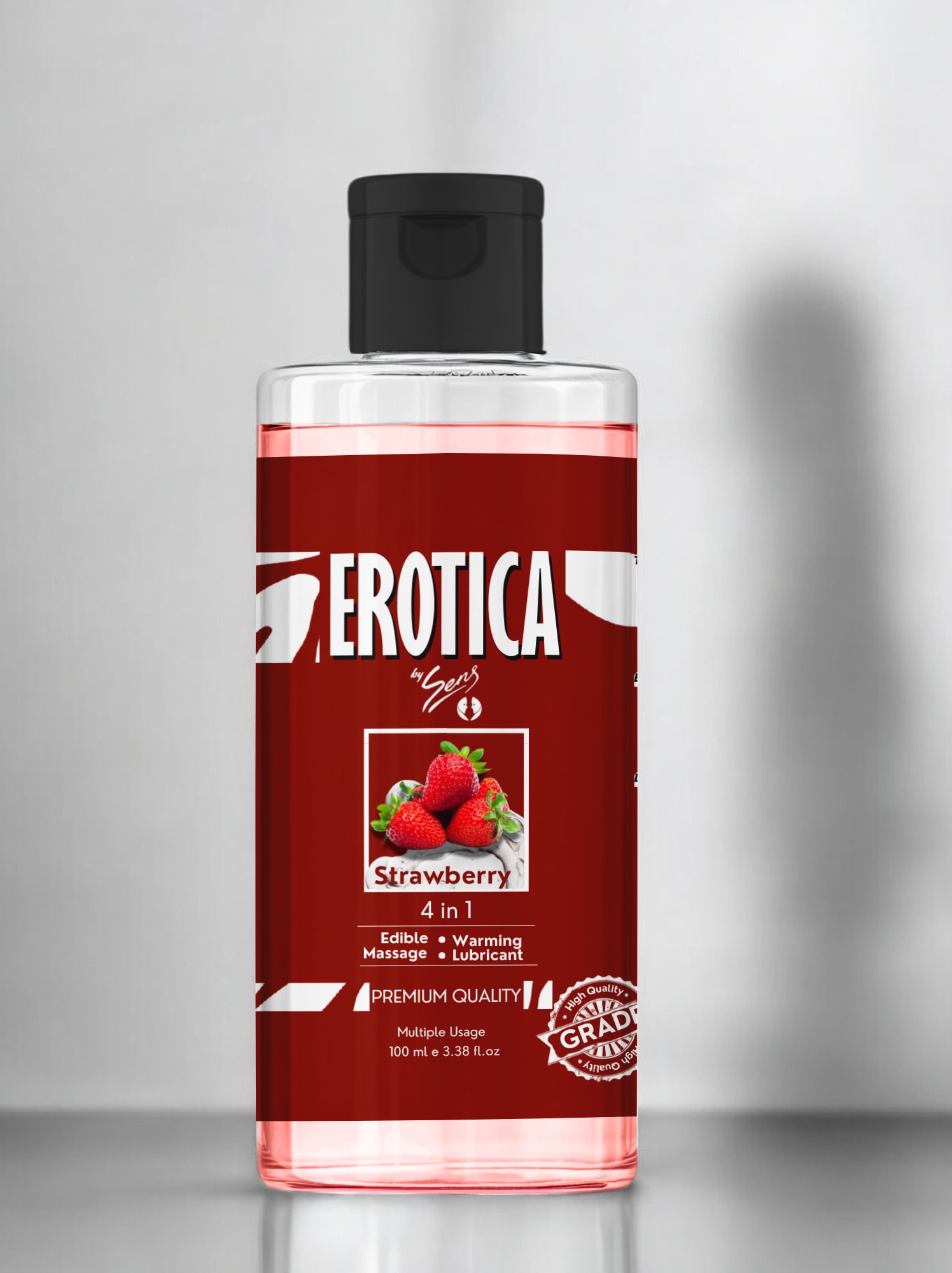 Strawberry 4 in 1 WB Lube 100ml by Sens Su Bazlı Çilek Aromalı Kayganlaştırıcı Masaj Jeli detay