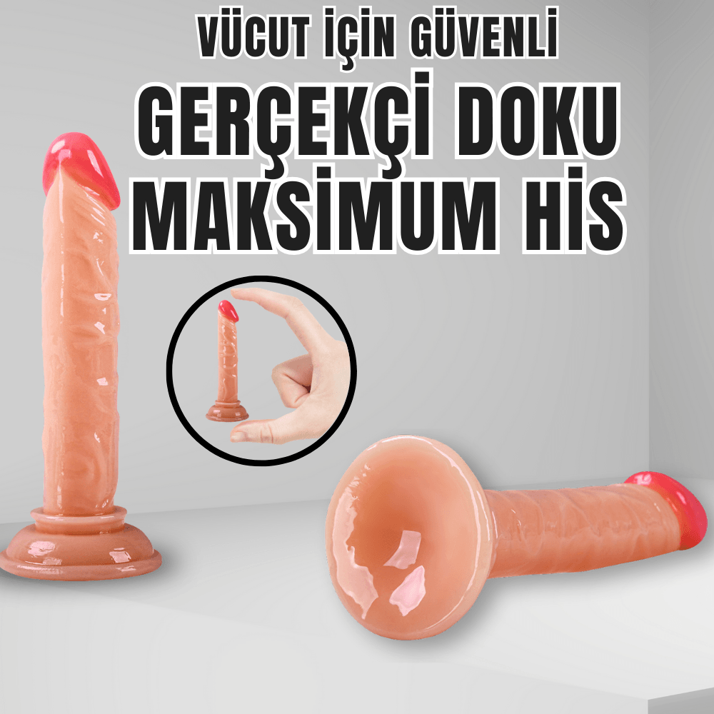 Güçlü Vantuzlu Testissiz Realistik Mini Dildo Anal Vajina Kullanım Gerçekçi Yapay Penis 14x2.4 CM