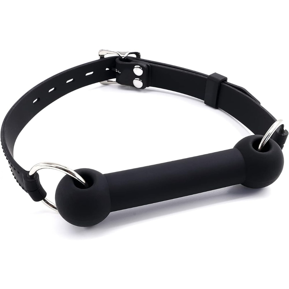 Deri Kemerli Yumuşak Silikon Siyah Isırma Barı Ağız Tıkacı Bondage Mouth Bite Bar Gag