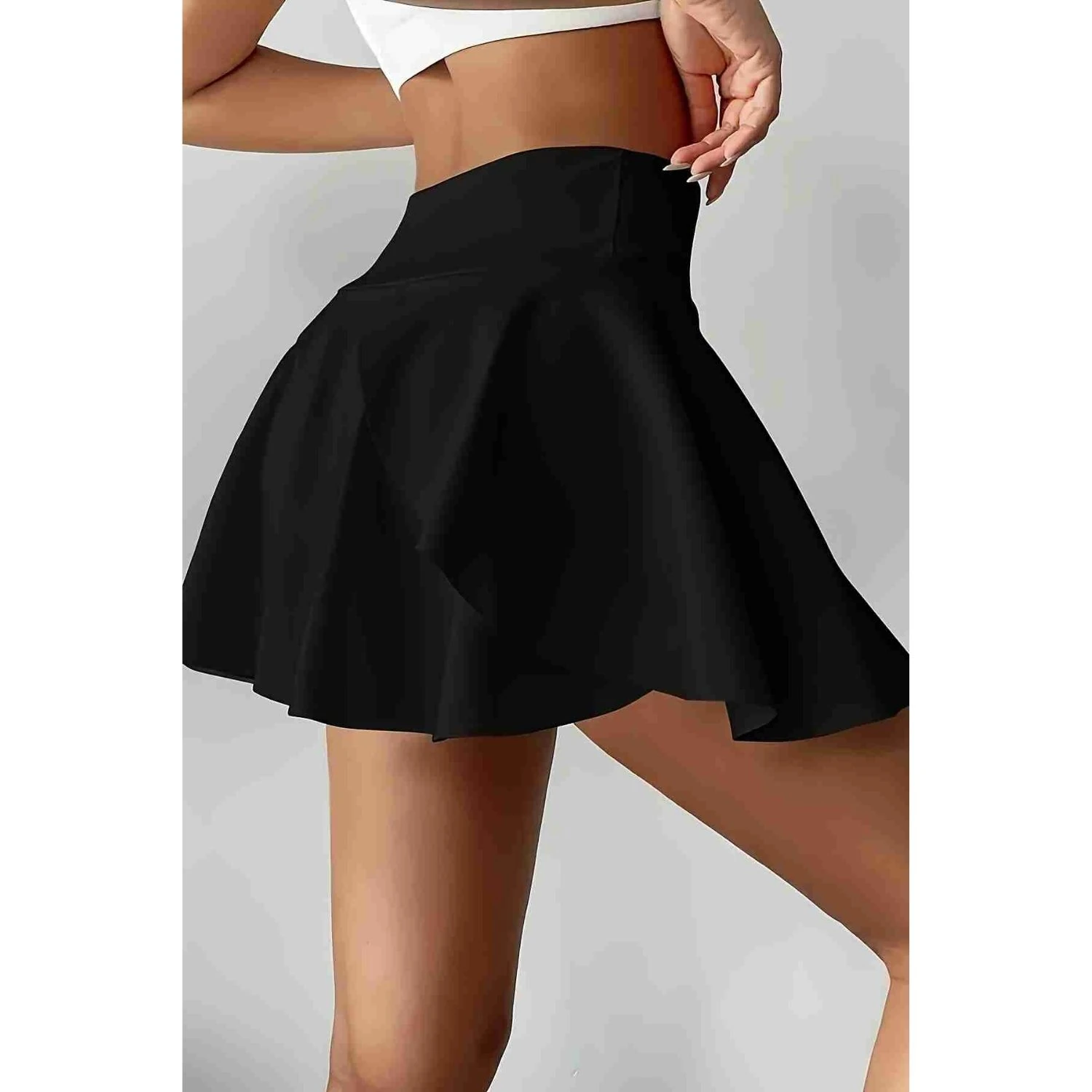 Sens Fantezi İç Giyim Esnek Bol Kesim Likralı Taytlı Sporcu Tenis Eteği Seksi Mini Etek Siyah - 7119