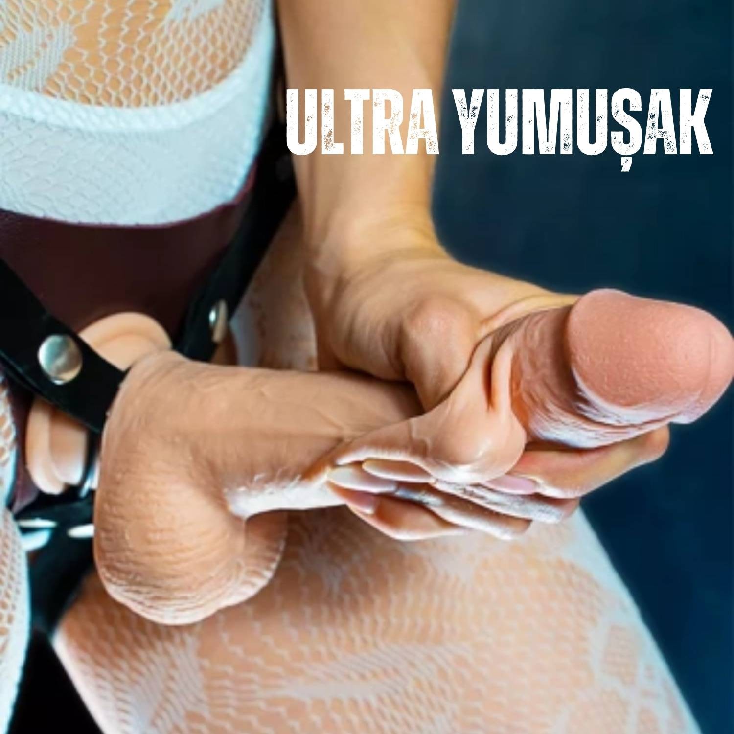 Sens Belden Bağlamalı Ultra Yumuşak Doku Gerçekçi Yapay Penis Et Dokulu Realistik Strapon Dildo 23 CM