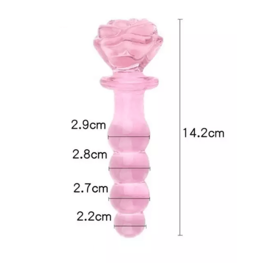 Pembe Kristal Boğumlu Cam Anal Plug Yapay Penis 14 CM
