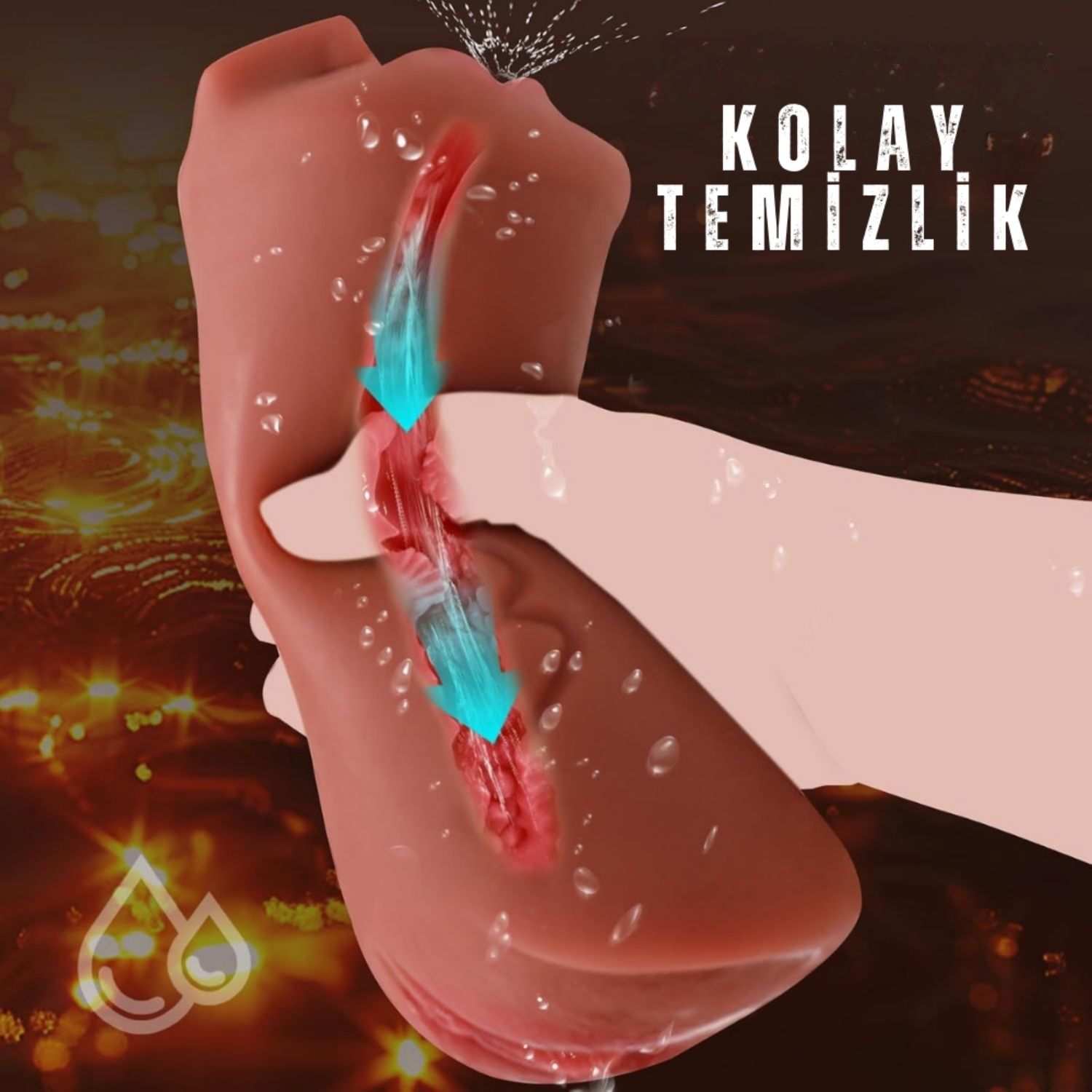 Ellie - Gerçekçi Yumuşak Dokulu 3 Girişli Oral Anal Realistik Vajina Mastürbatör 18 CM
