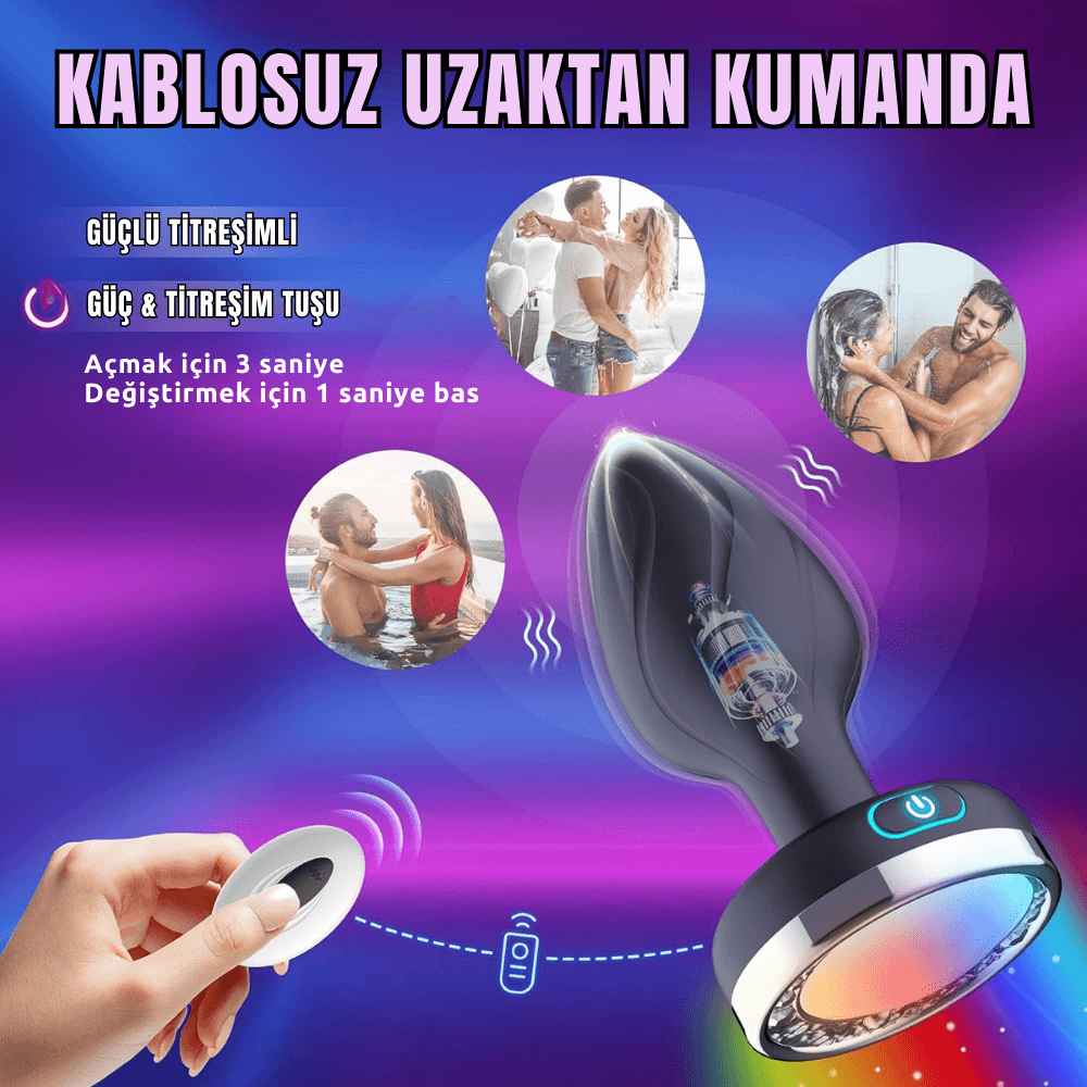 PRIME TOYS Işıklı Anal Plug Titreşimli Kablosuz Kumandalı Giyilebilir Anal Vibratör