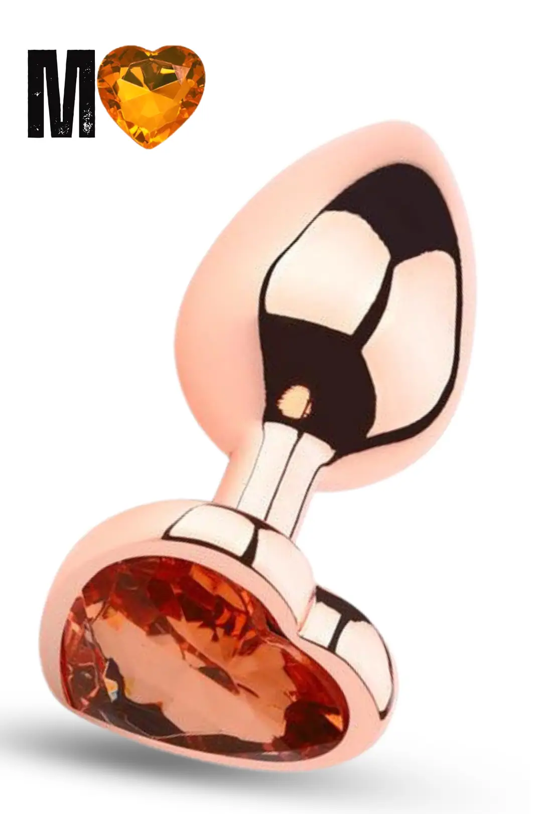Paslanmaz elik Rose Gold Kalpli Mcevher Tal Przsz Rose Gold Metal Anal  Butt Plug - Orta Boy- Sens Erotik Shop