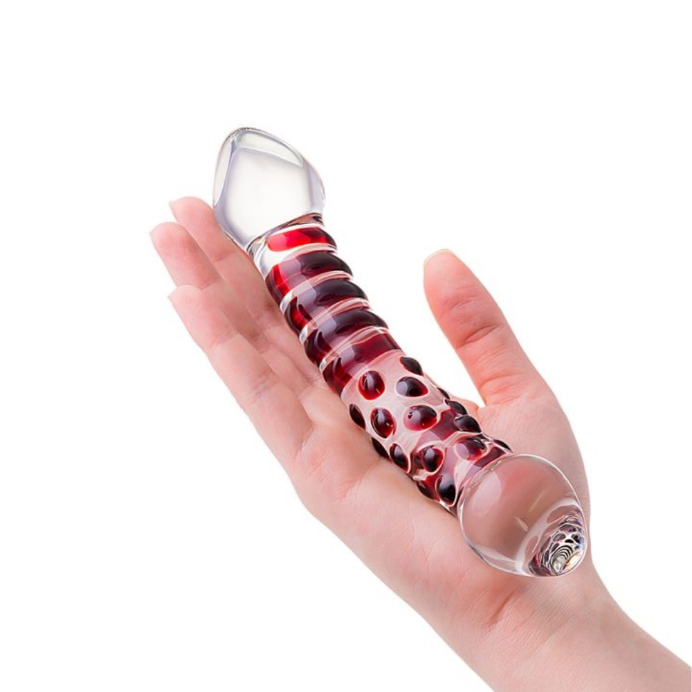 Neo Glass Çift Taraflı Lüx Cam Dildo Soğuk Sıcak His Eğik Cam Anal Plug detay