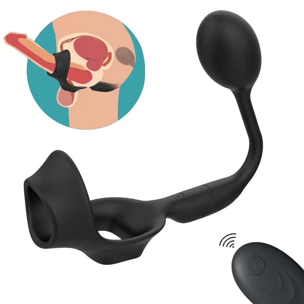 Fatnes - Şarjlı Kablosuz Kumandalı Testis ve Penis Halkalı Aynı Anda Perine ve Prostat Uyarıcı Vibratör