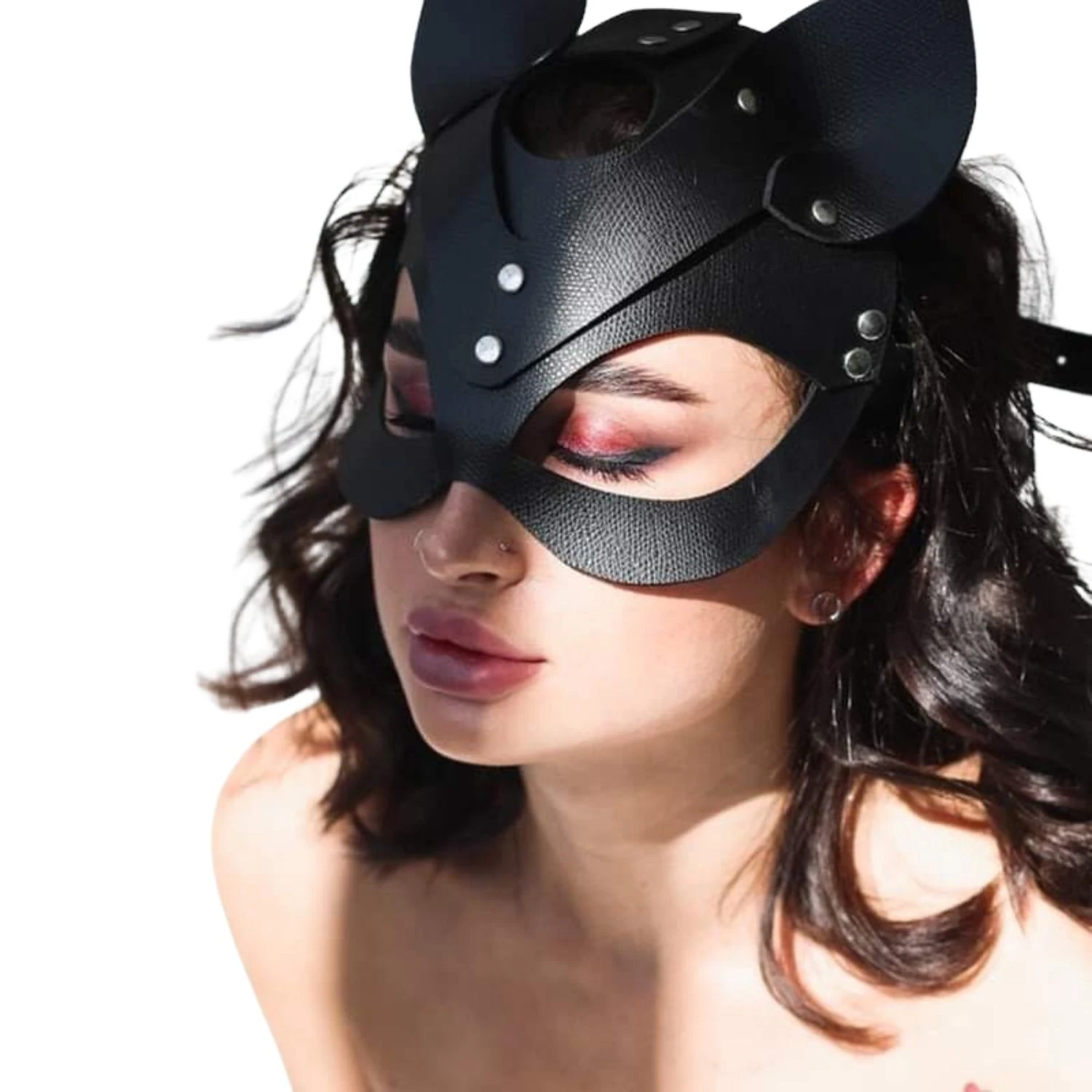 Sens Fantasy Cat Mask Deri Fantezi Kedi Maske - J968 - Siyah