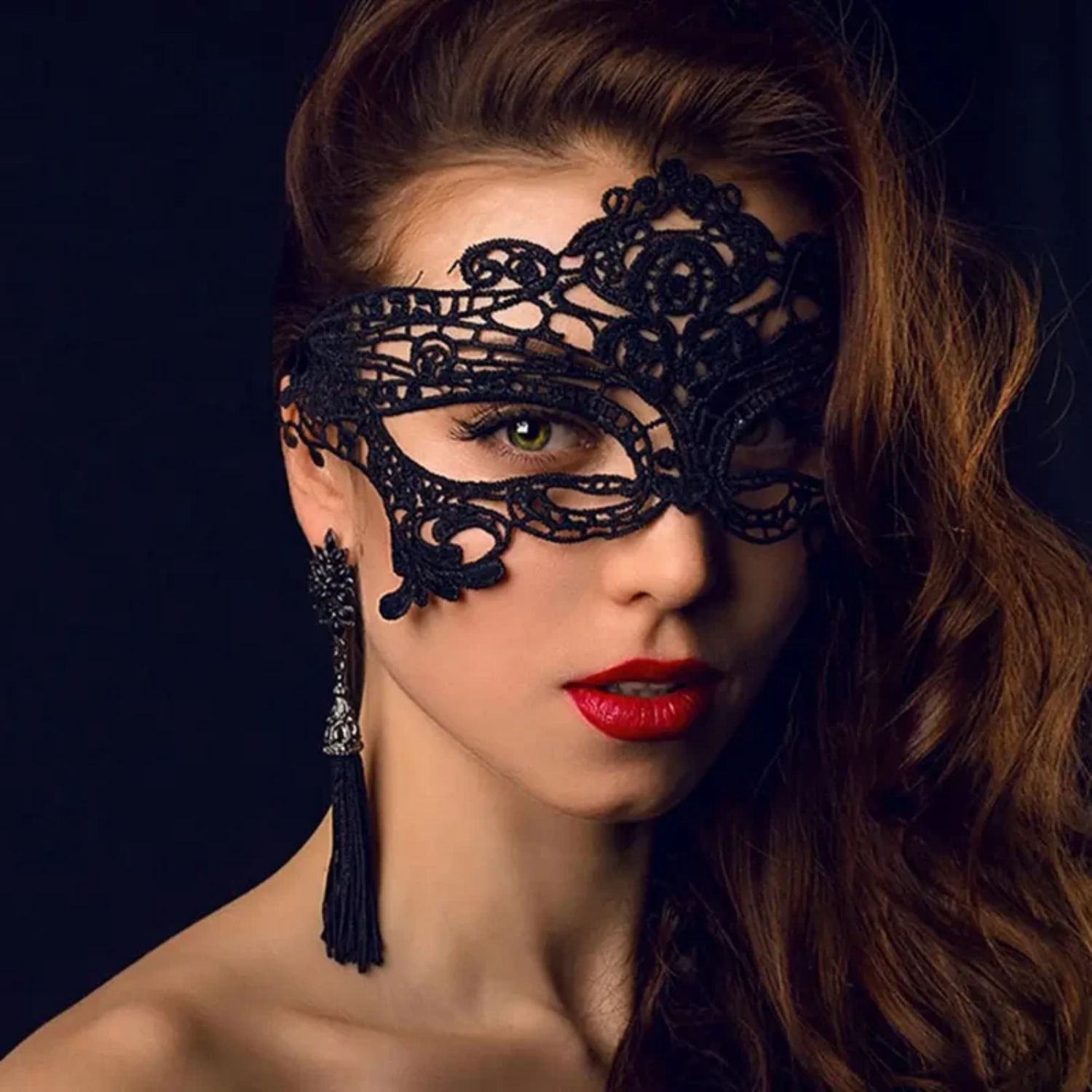 Sens Fantezi Aksesuar Seksi Dantel Gözü Açık Erotik Cosplay Maske - 0349-2 detay