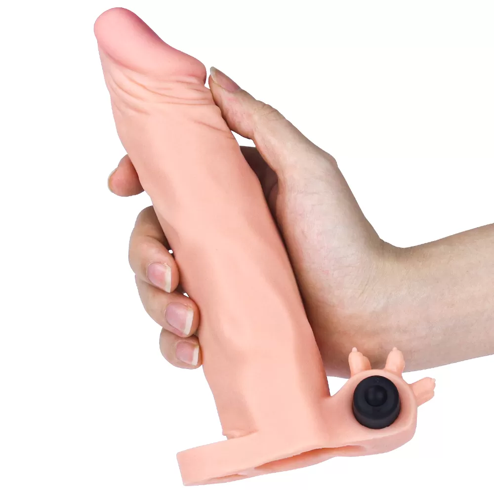 5 CM Dolgulu Gerçekçi Et Dokulu Klitoris Uyarıcı Titreşimli Penis Kılıfı - Pleasure X-Tender detay