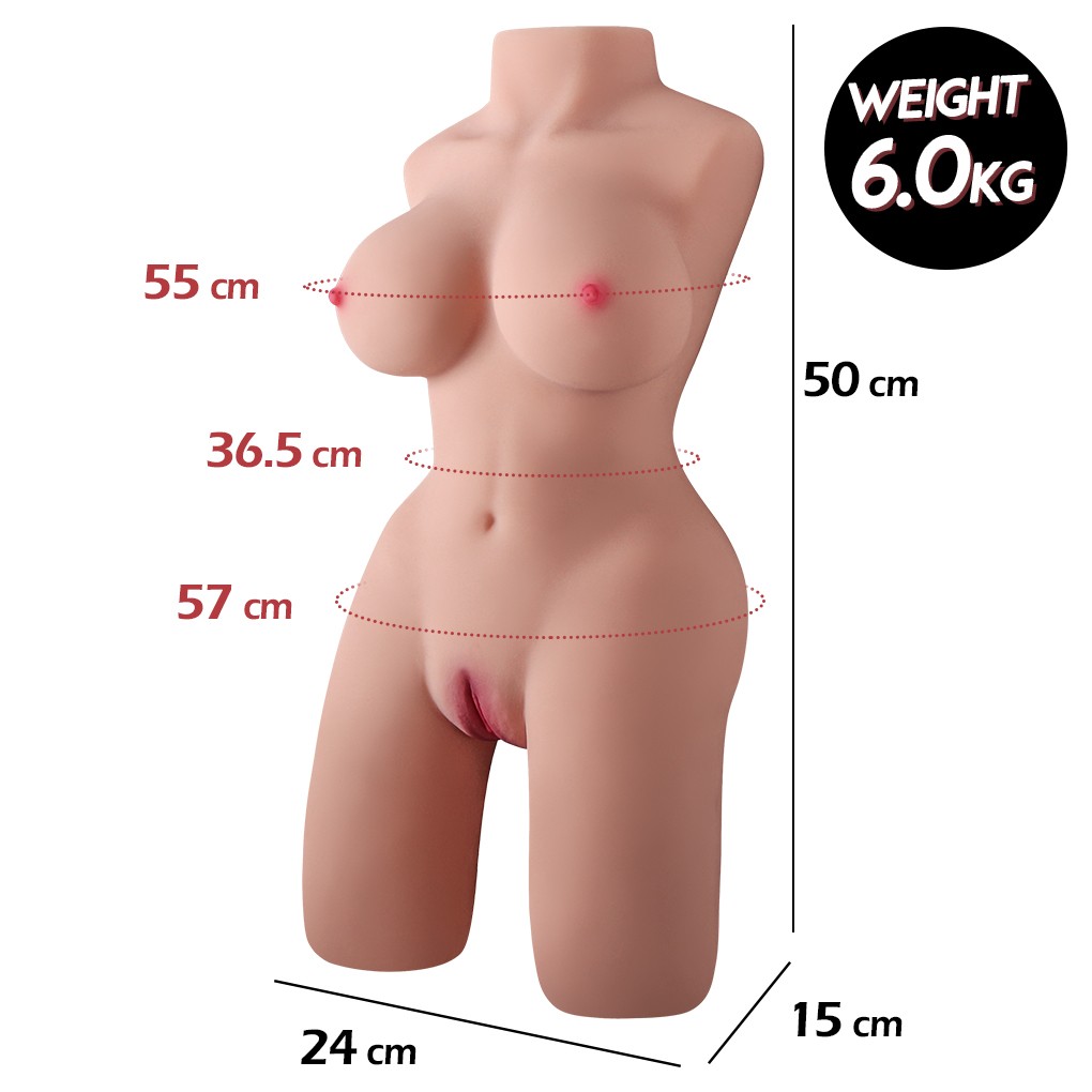 Kate - Büyük Boy Realistik Manken Anal Vajina Çift Girişli 2 in 1 Titreşimli Isıtmalı Suni Vajina Mastürbatör