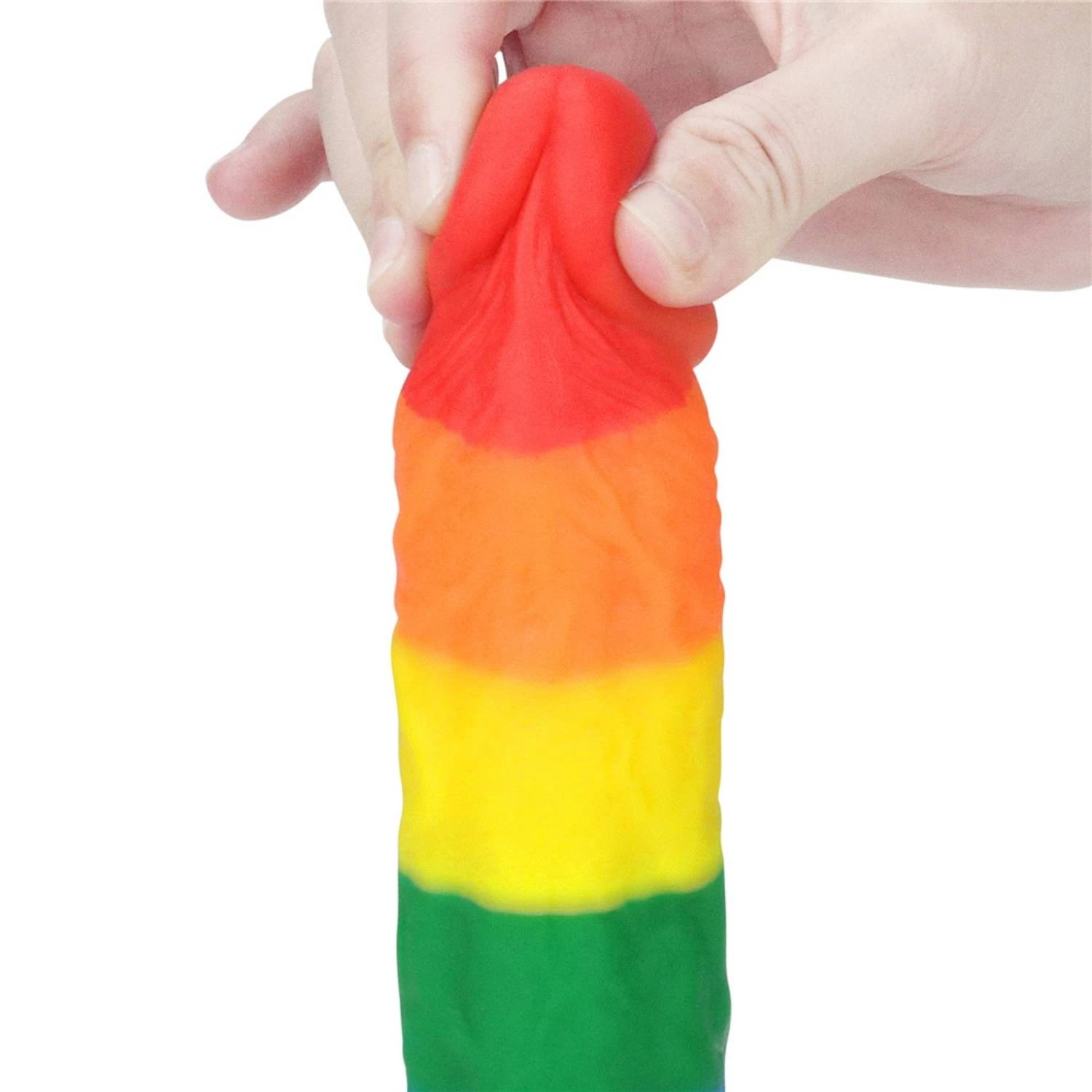 Onur Bayrağı Renkli Ultra Yumuşak Doku Silikon Gerçekçi Yapay Penis Realistik Dildo 19x4 CM