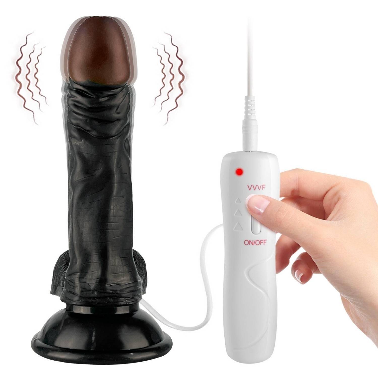 Ryan - Kumandalı Vantuzlu Güçlü Titreşimli Gerçekçi Zenci Yapay Penis Realistik Dokuda Dildo 21 CM detay