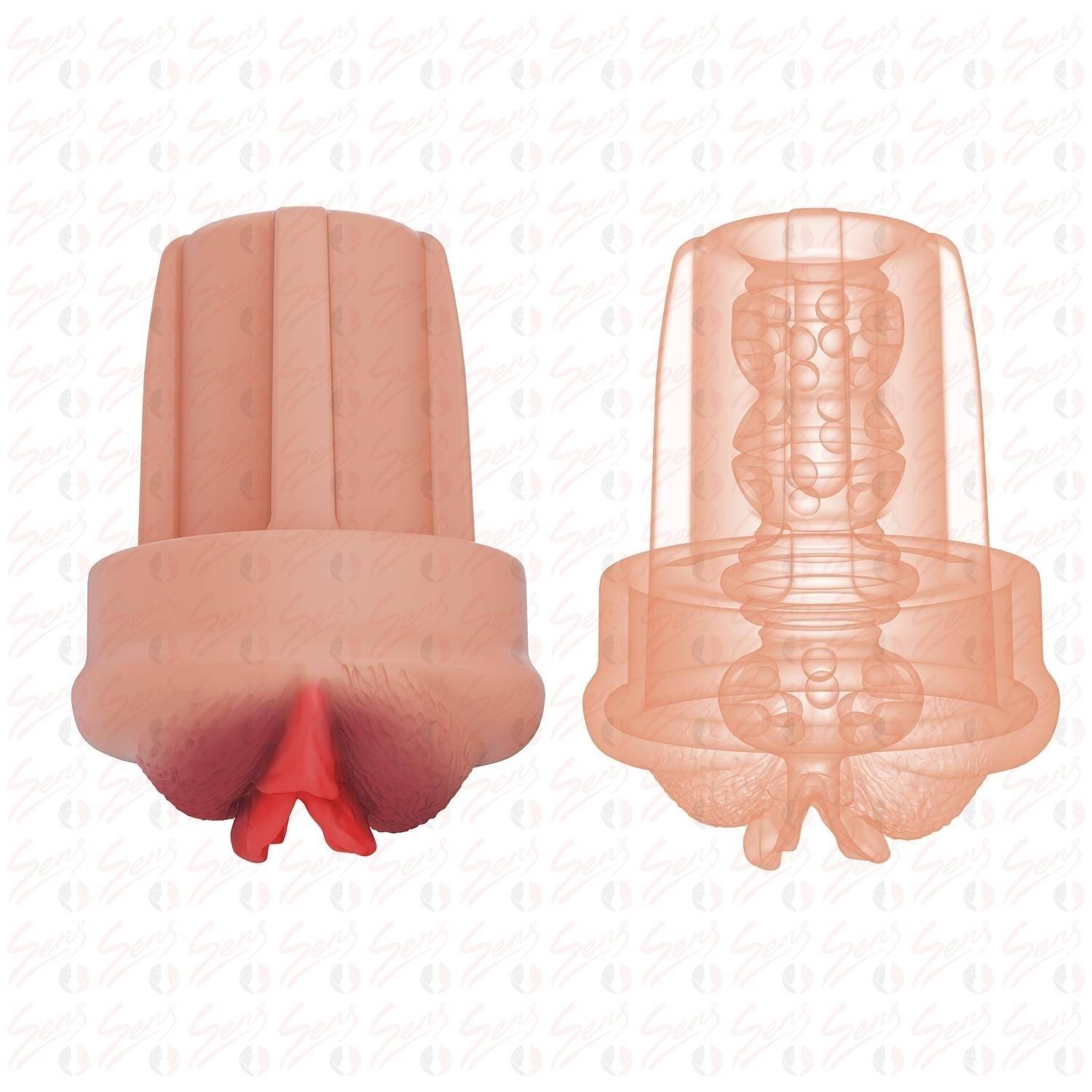 Pump Sleeve MXL - Hazneyi Kavrayan Büyük ve Geliştirilmiş Süper Gerçekçi Tırtıklı Doku Penis Pompası Vajina Başlığı detay