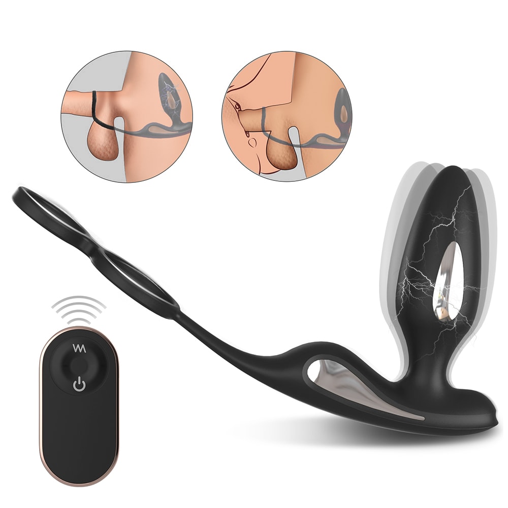Lightning Rct - Şarjlı Kumandalı Testis ve Penis Halkalı Penis Elektrikli Uyarıcı Titreşimli Prostat Vibratör