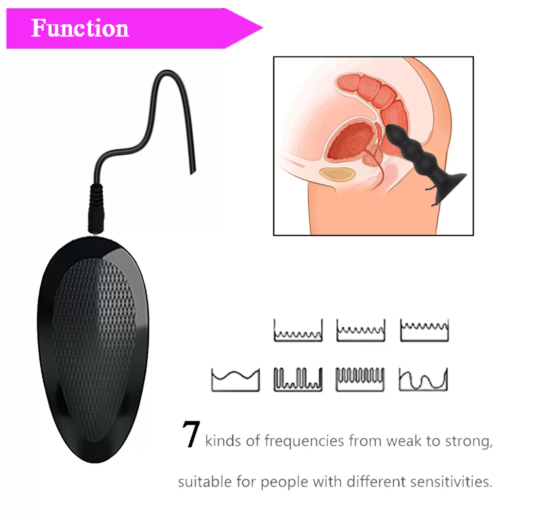 RON Uzaktan Kumandalı Güçlü Titreşimli Boğumlu Vantuzlu Silikon Anal Plug Vibratör detay