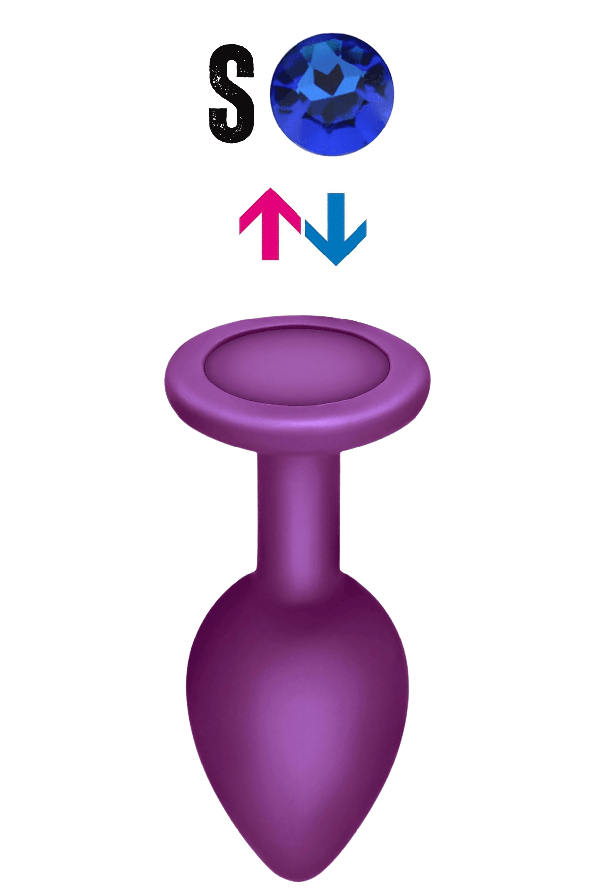 Çıkar-Tak Parlak Mavi Yuvarlak Mücevher Taşlı Mor Pürüzsüz Silikon Anal Butt Plug - Küçük Boy