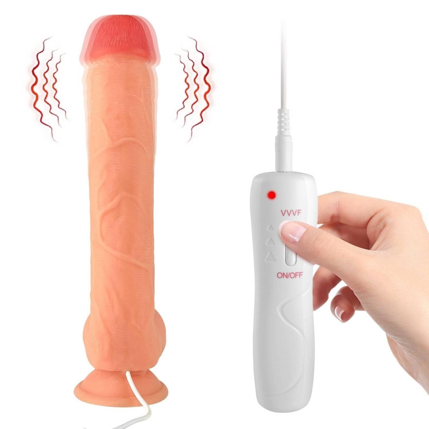 Thomas - Kumandalı Büyük Boy Güçlü Titreşimli Gerçekçi Yapay Penis Realistik Dokuda Dildo 28 CM detay