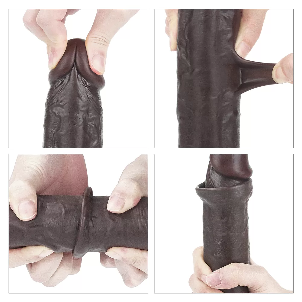 24 CM Ultra Yumuşak Çift Katmanlı Belden Bağlamalı Zenci Penis detay