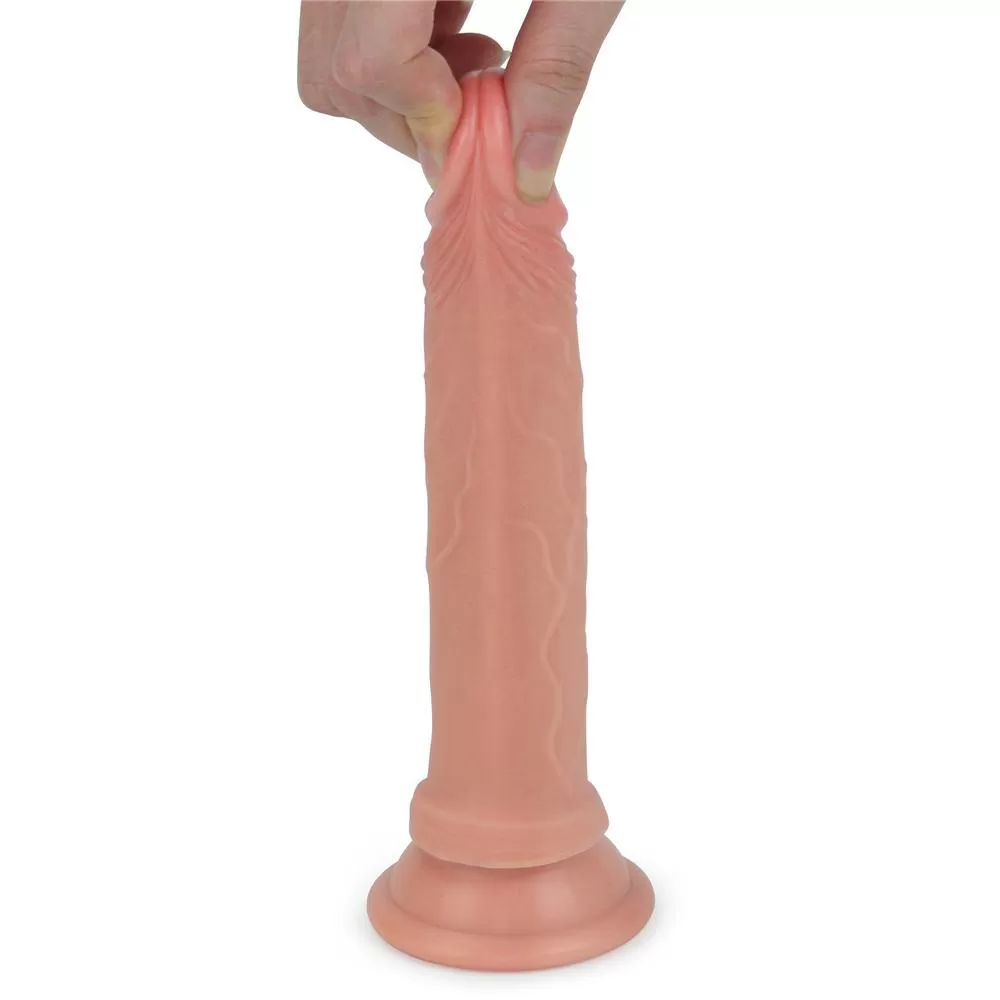 Çift Katmanlı Yumuşak Doku Realistik Anal Dildo Silikon Gerçekçi Yapay Penis 19x3.4 CM detay