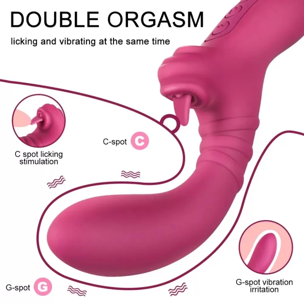 TONGUE TEASE Eğri G-Spot Uyarıcı ve Klitoris Uyarıcı 2 in 1 Hareketli Dil Vibratör detay