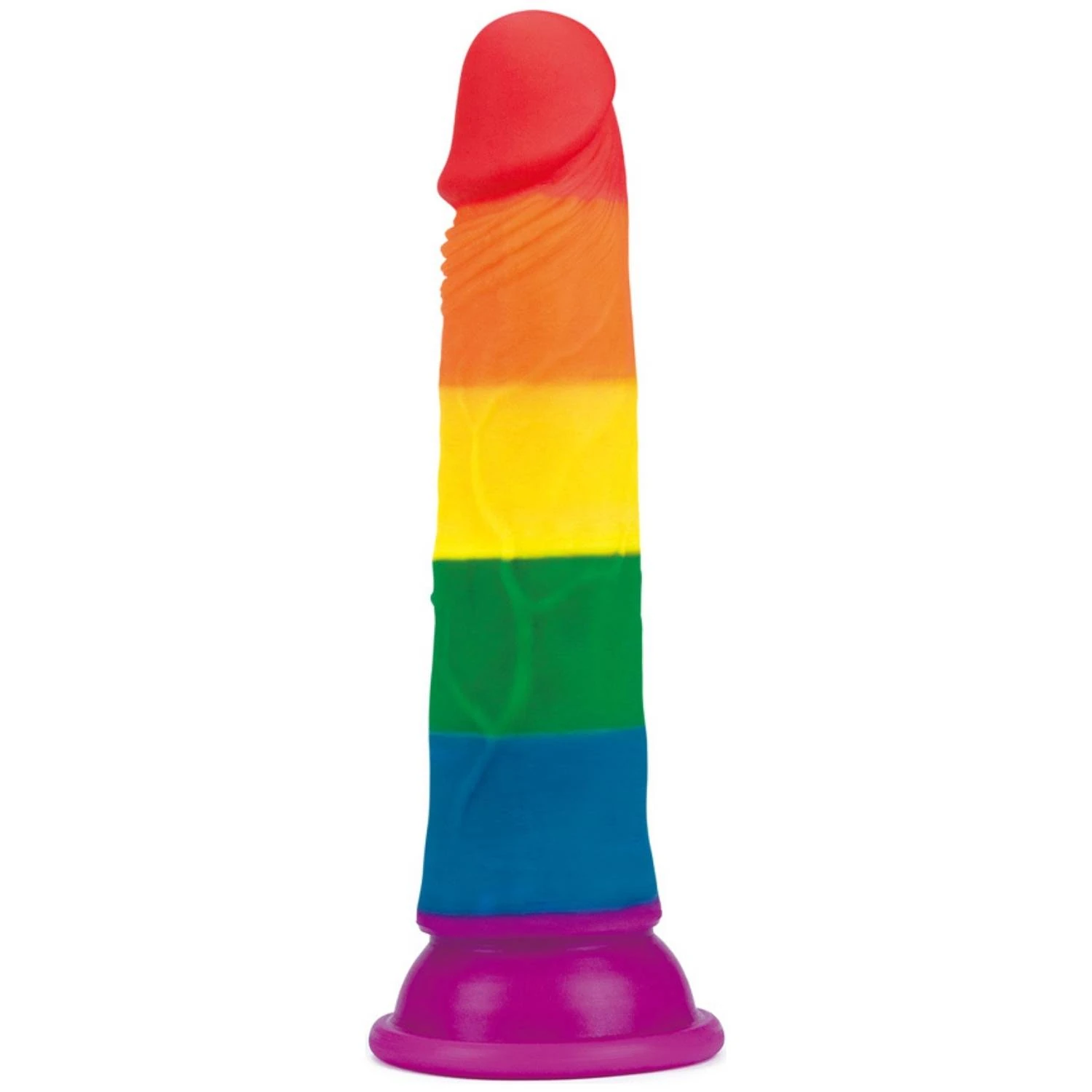 Onur Bayrağı Renkli Ultra Yumuşak Doku Silikon Gerçekçi Yapay Penis Testissiz Realistik Dildo 18.5x3.5 CM