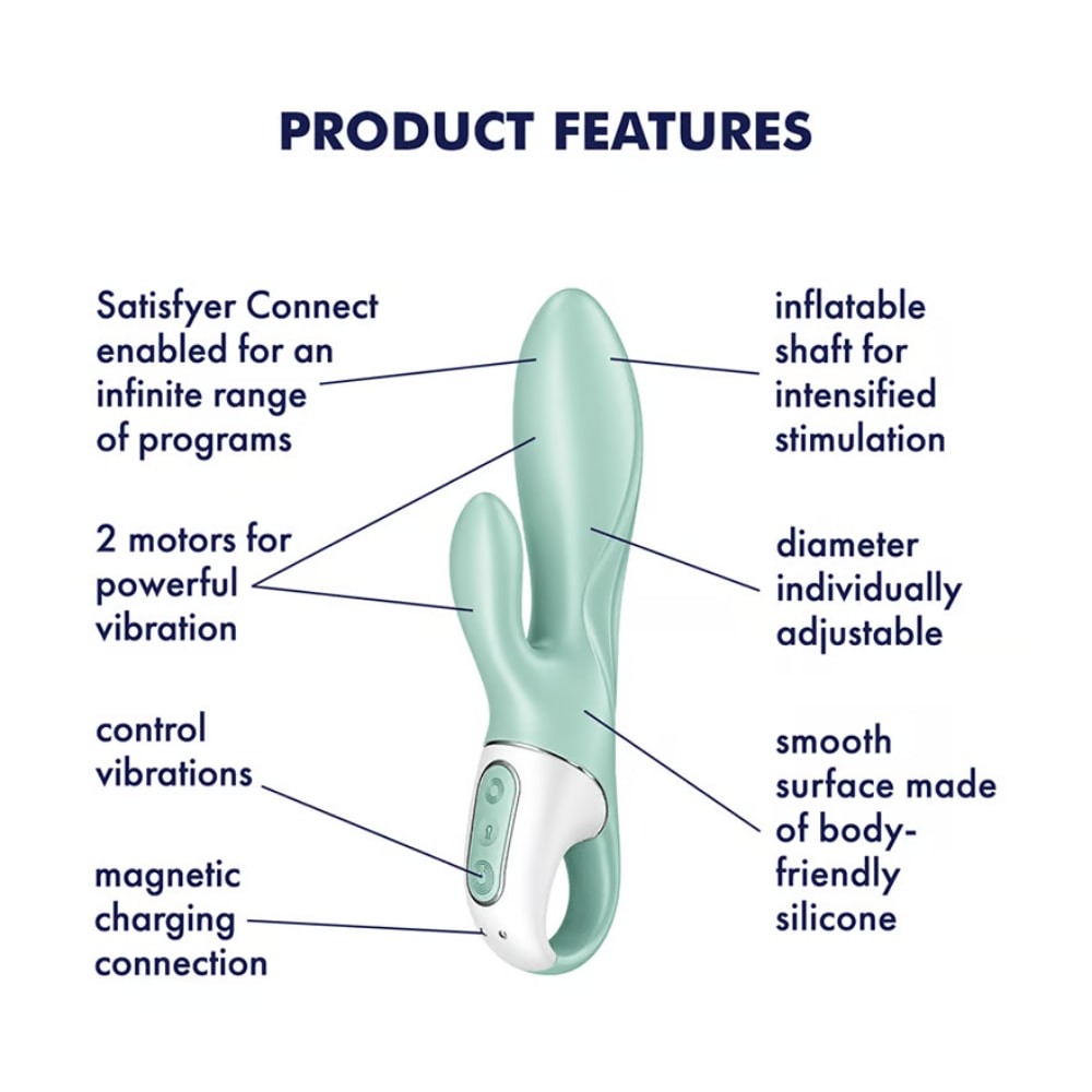Satisfyer Air Pump 5 Bunny Connect App Telefon Kontrollü Şişirilebilir 2 in 1 Rabbit Vibratör detay