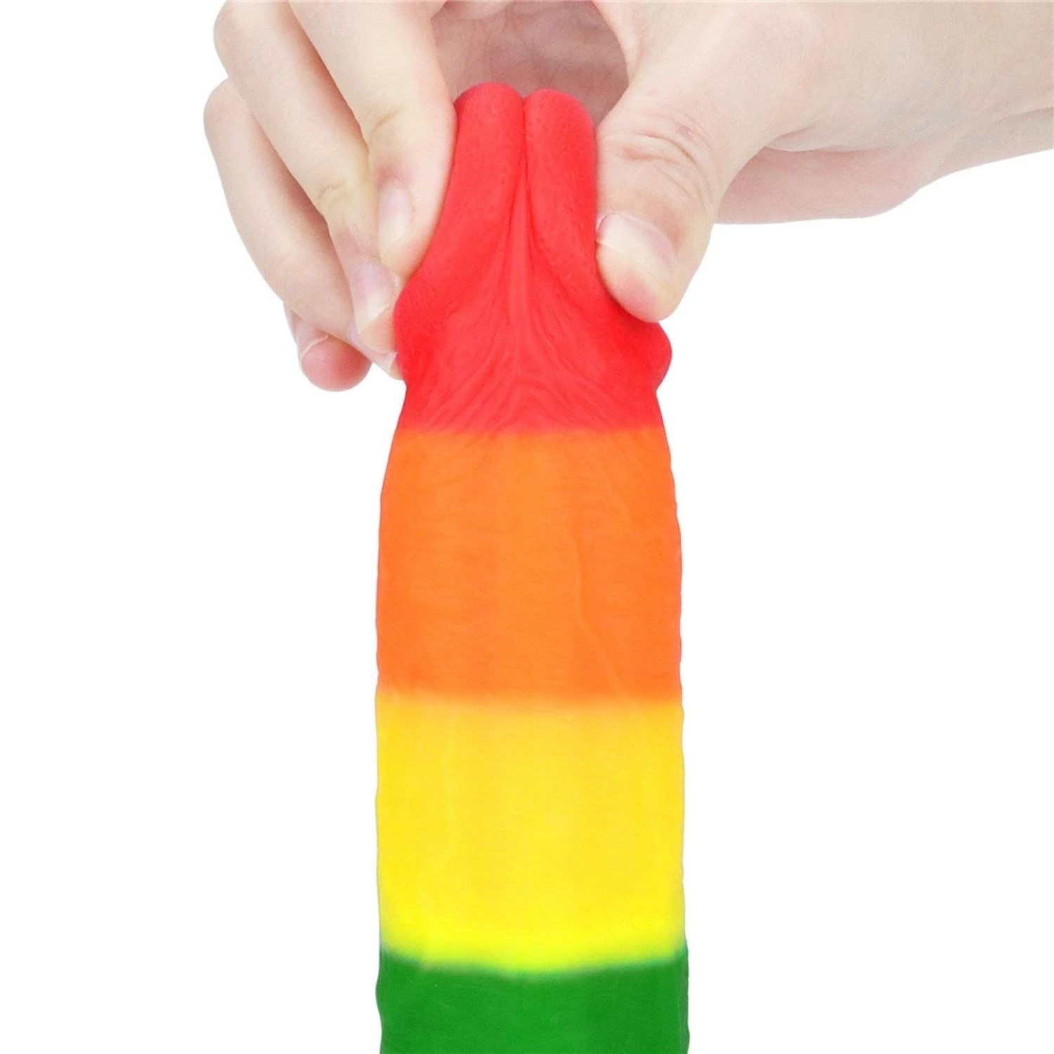 Onur Bayrağı Renkli Ultra Yumuşak Doku Silikon Gerçekçi Yapay Penis Realistik Dildo 22.5x4 CM