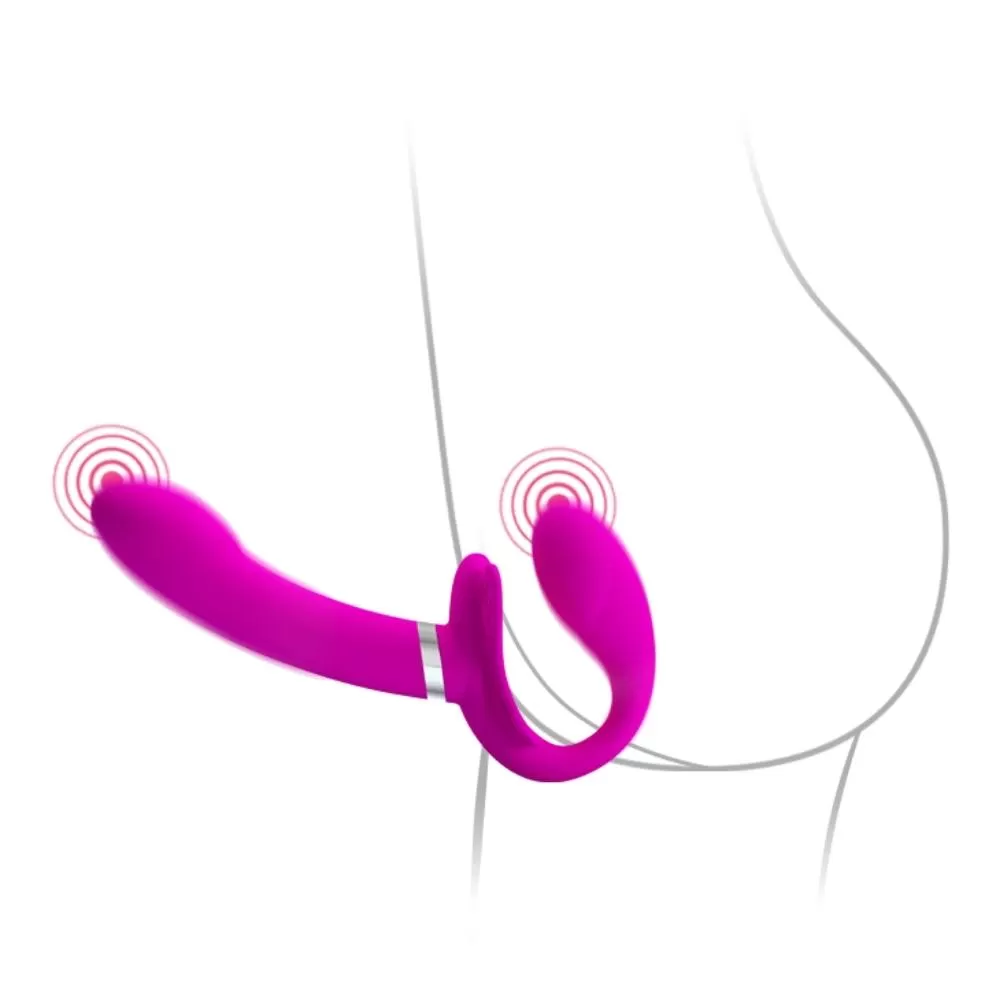 Valerie - Şarjlı Strapless Strapon Titreşimli Dildo G Nokta Klitoris Uyarıcı Giyilebilir 2 in 1 Çift Vibratörü detay