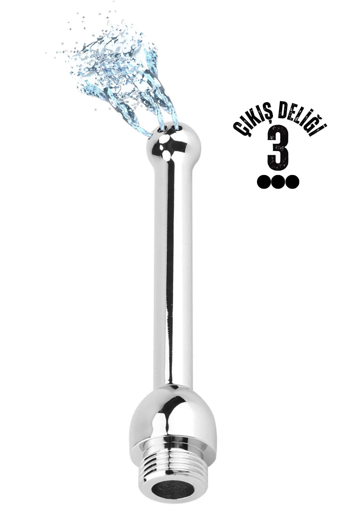 Paslanmaz Çelik Anal Bead Butt Plug 3 Delikli Anal Temizlik Metal Lavman Duş Başlığı detay