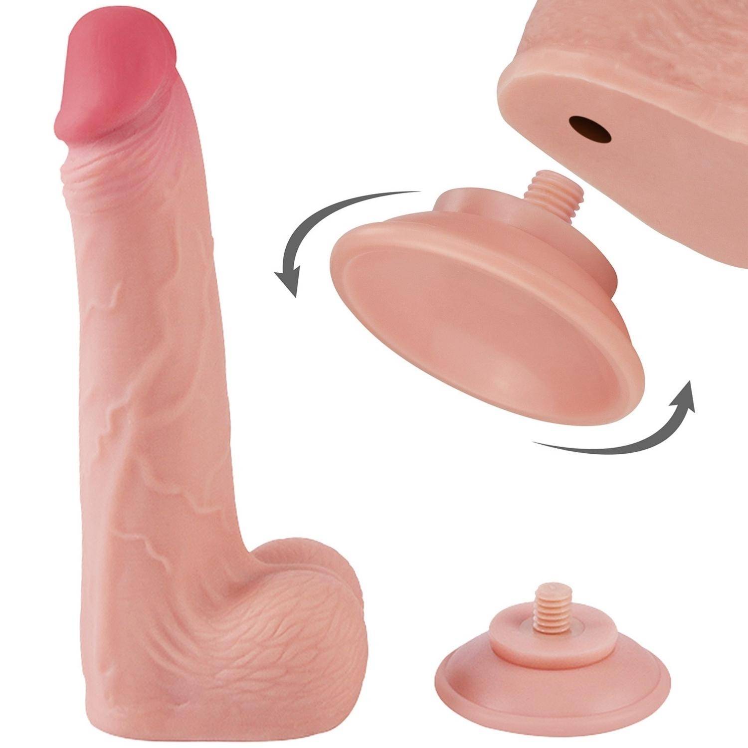 Lucas - Hareketli Kayar Deri Çift Katmanlı Realistik Vibratör Dildo Ultra Yumuşak Gerçekçi Titreşimli Yapay Penis detay