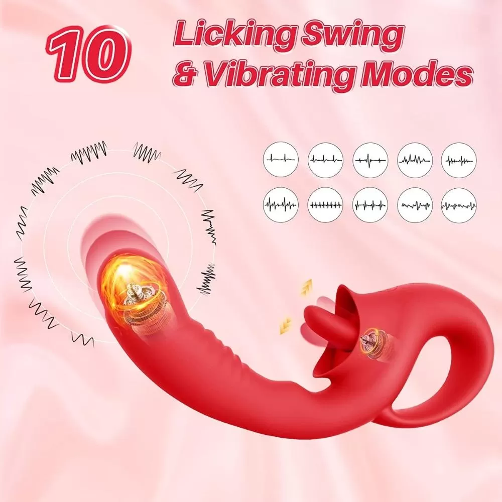 Vasana - Şarjlı Aynı Anda Klitoris ve G Spot Uyarıcı 2 in 1 Hareketli Orgazm Dil Vibratör detay