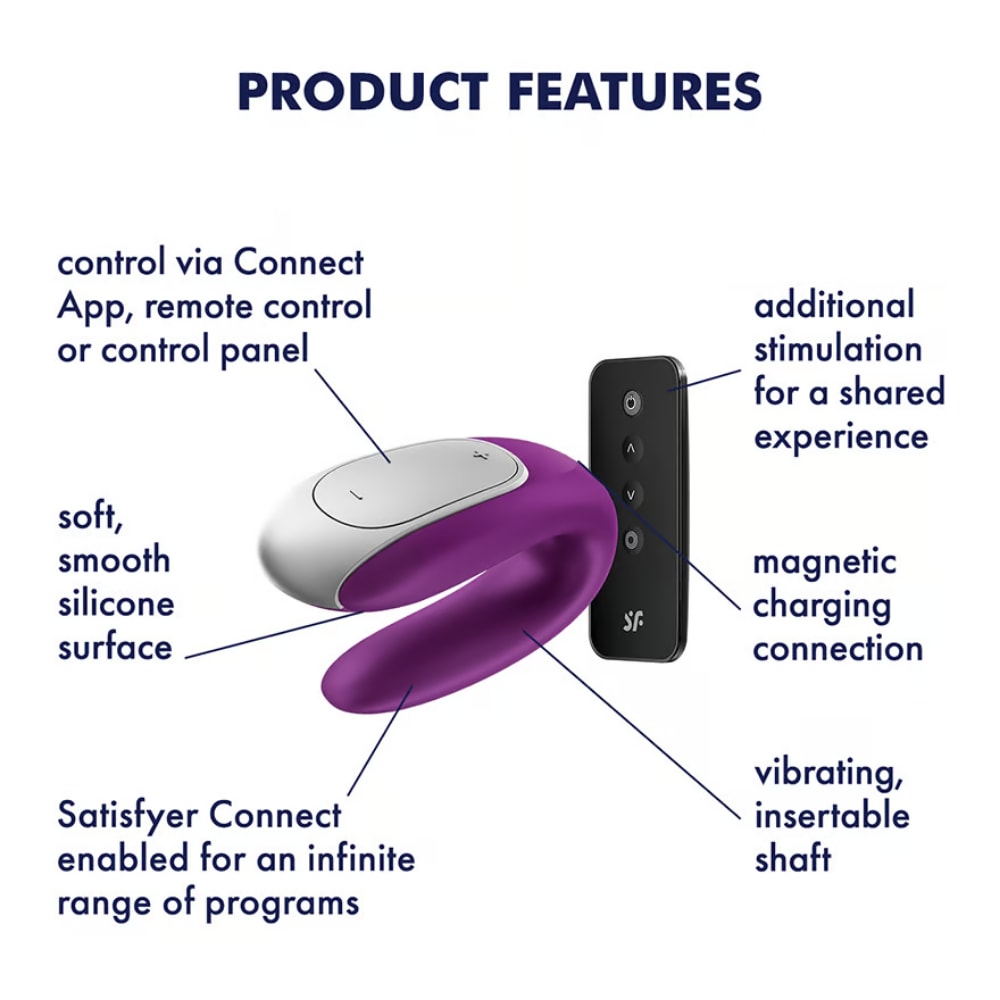 Satisfyer Double Fun Telefon Kontrollü ve Kablosuz Kumandalı Klitoris Uyarıcı 2 in 1 Çift Vibratörü detay