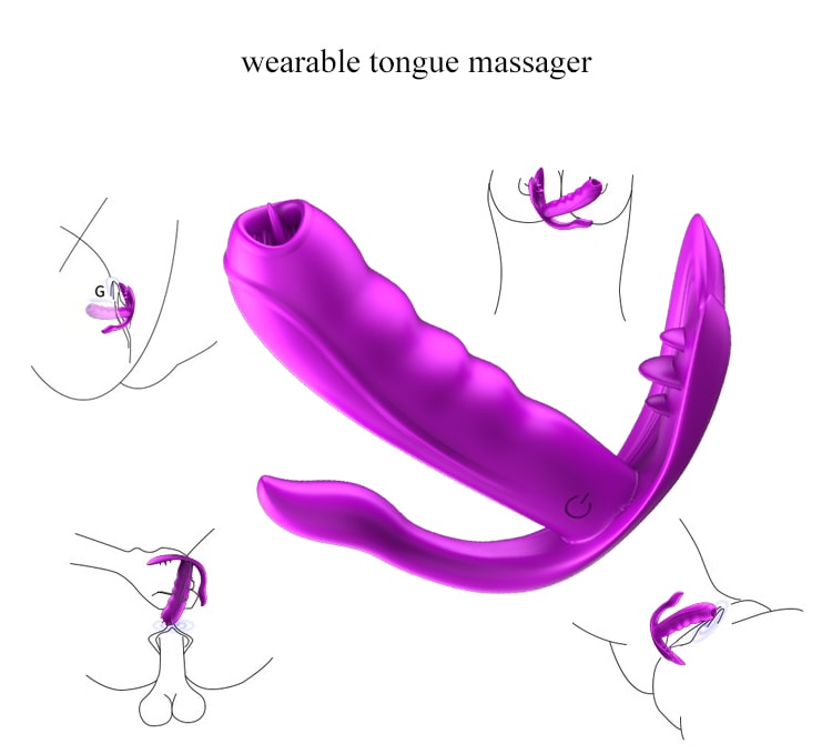 Cute M5 - Şarjlı Kumandalı Akıllı Isıtmalı G-Spot ve Klitoris Uyarıcı Dil Hareketli Giyilebilir 3 in 1 Anal Vibratör detay