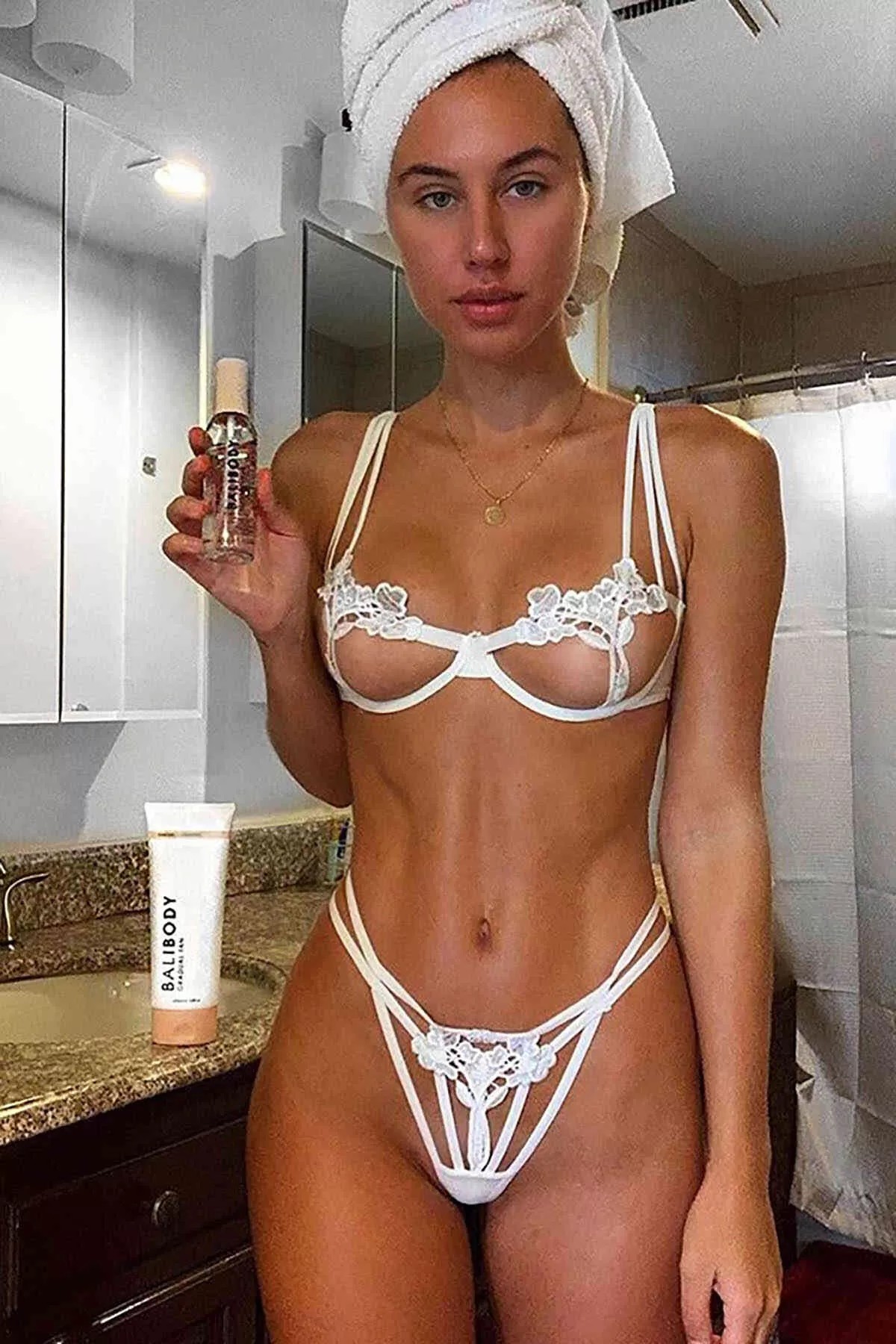 Sens Fantezi İç Giyim Seksi Dikkat Çekici Erotik Sütyen Külot Alt Üst Takım Beyaz - 4336