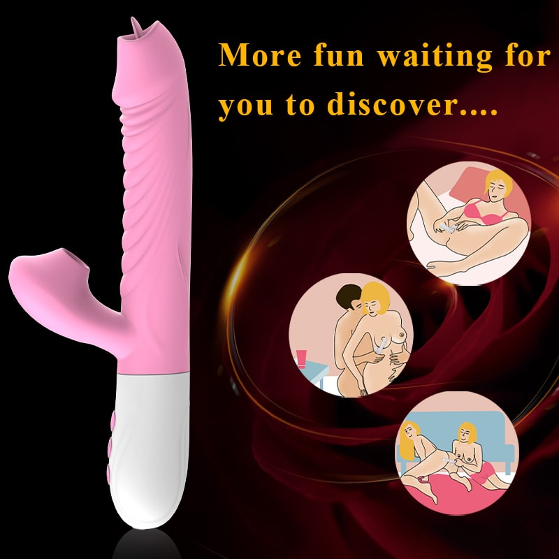 V30 - Şarjlı Akıllı Isıtmalı İleri Geri ve Dil Hareketli G-Spot ve Klitoris Emiş Uyarıcı 2 in 1 Rabbit Vibratör detay