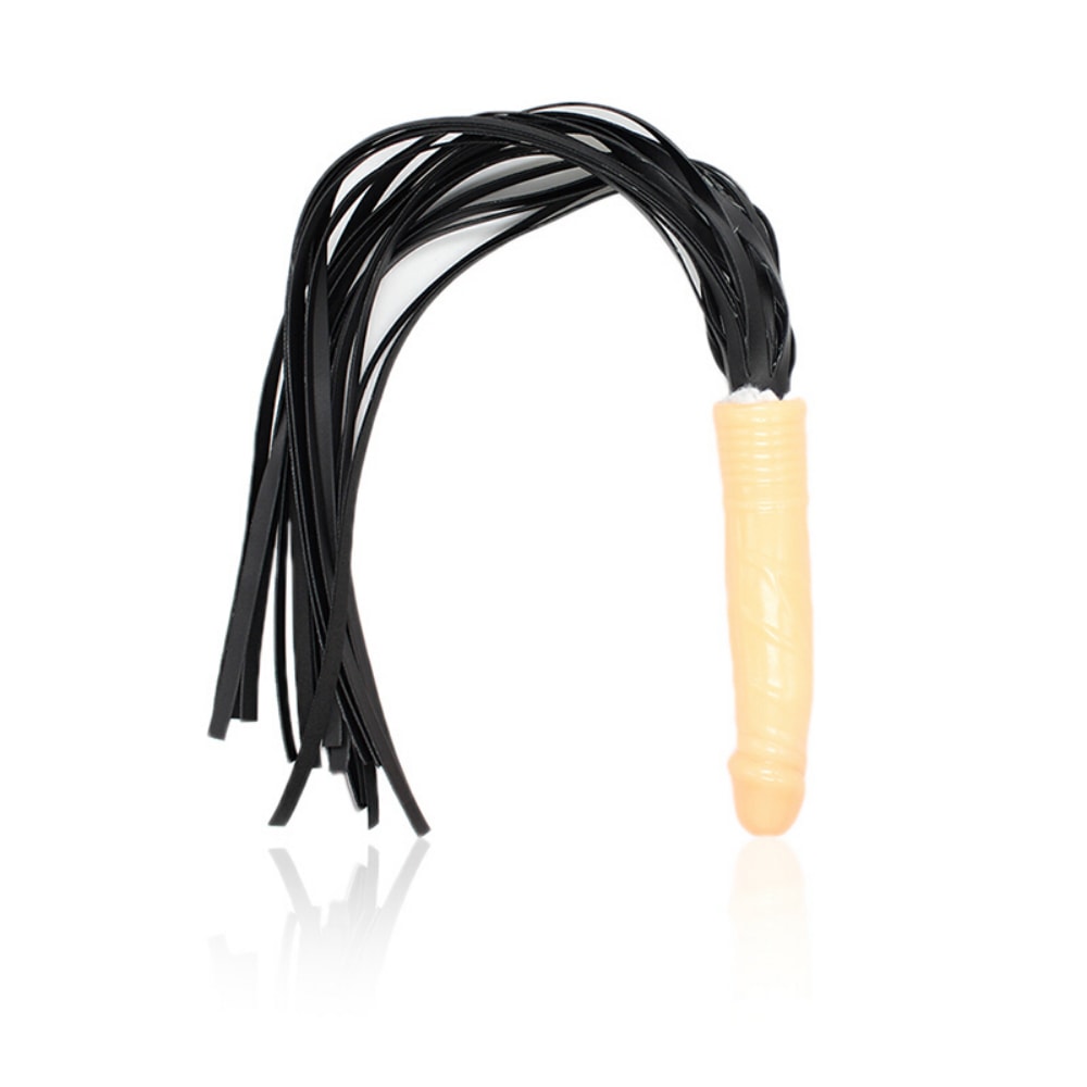 Ultra Realistik Yapay Penis Fetiş Deri Kırbaç 18 CM BDSM Anal Vajina Dildo Kamçı detay