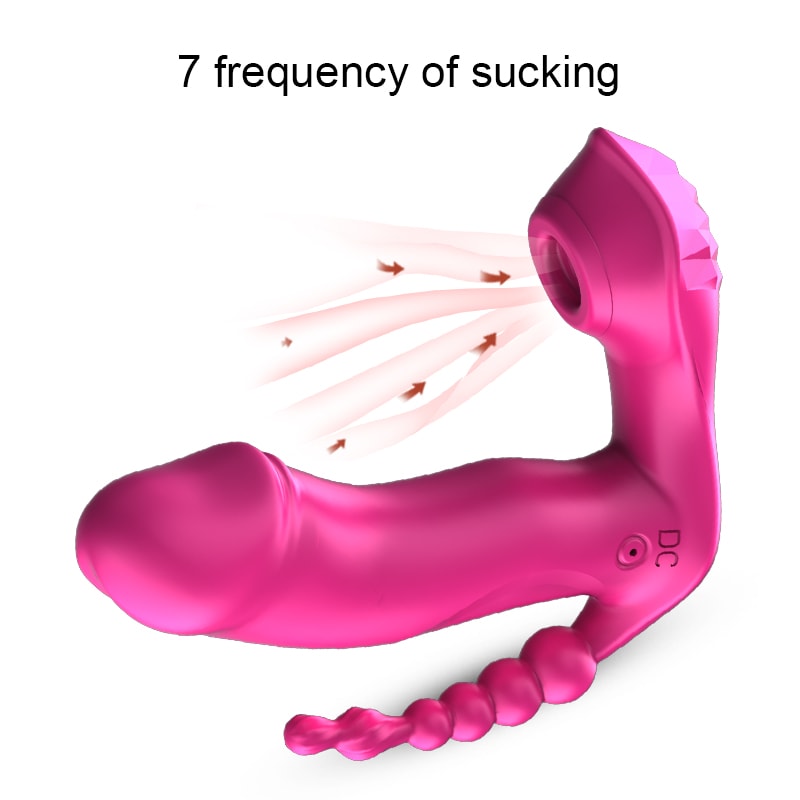 M6 Şarjlı Uzaktan Kumandalı Isıtmalı 3 in 1 Anal G-Spot Klitoris Emiş Uyarıcı Giyilebilir Vibratör detay