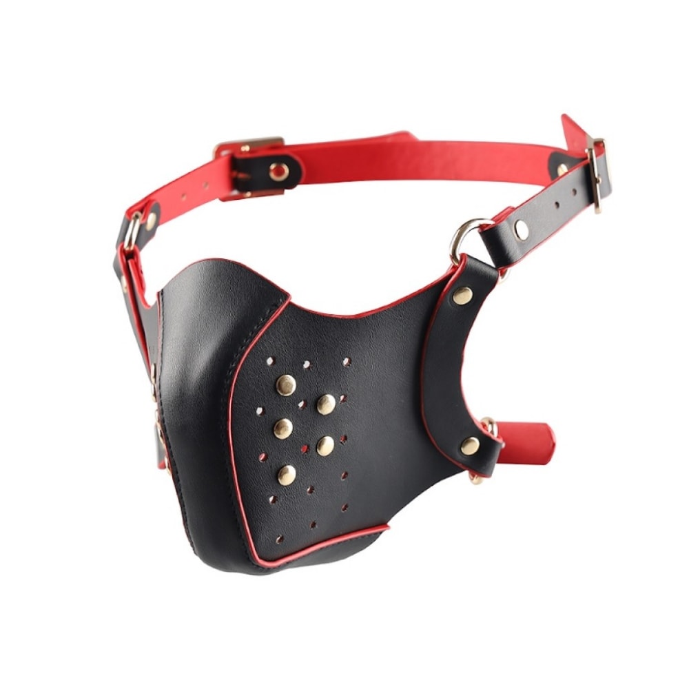 Cosplay Bondage Mask Nefes Alabilir Kemerli Burun Ağız Kapatan Fetiş Deri Maske detay