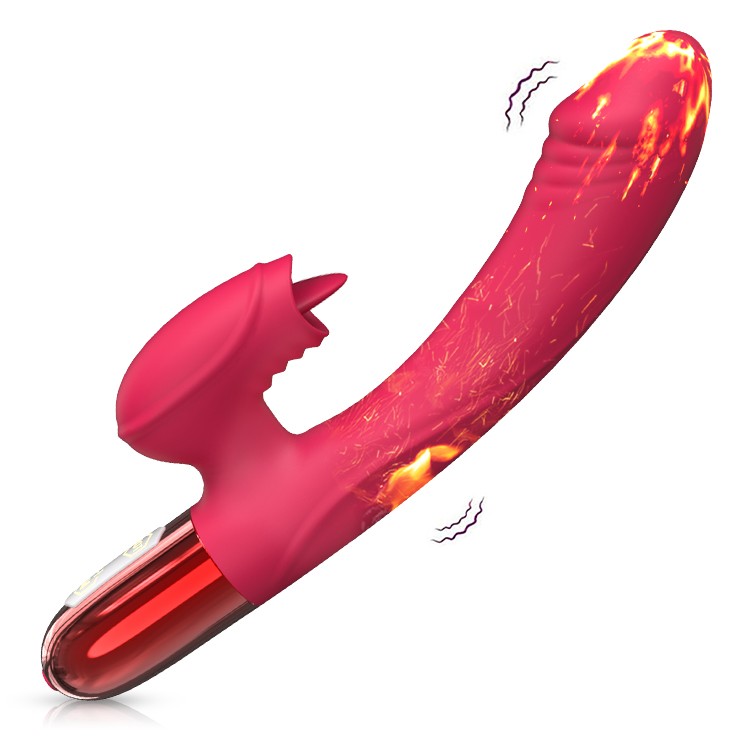 V2 Şarjlı Akıllı Isıtmalı Güçlü Titreşimli G-Spot Klitoris Uyarıcı Yapay Penis 2 in 1 Dil Vibratör