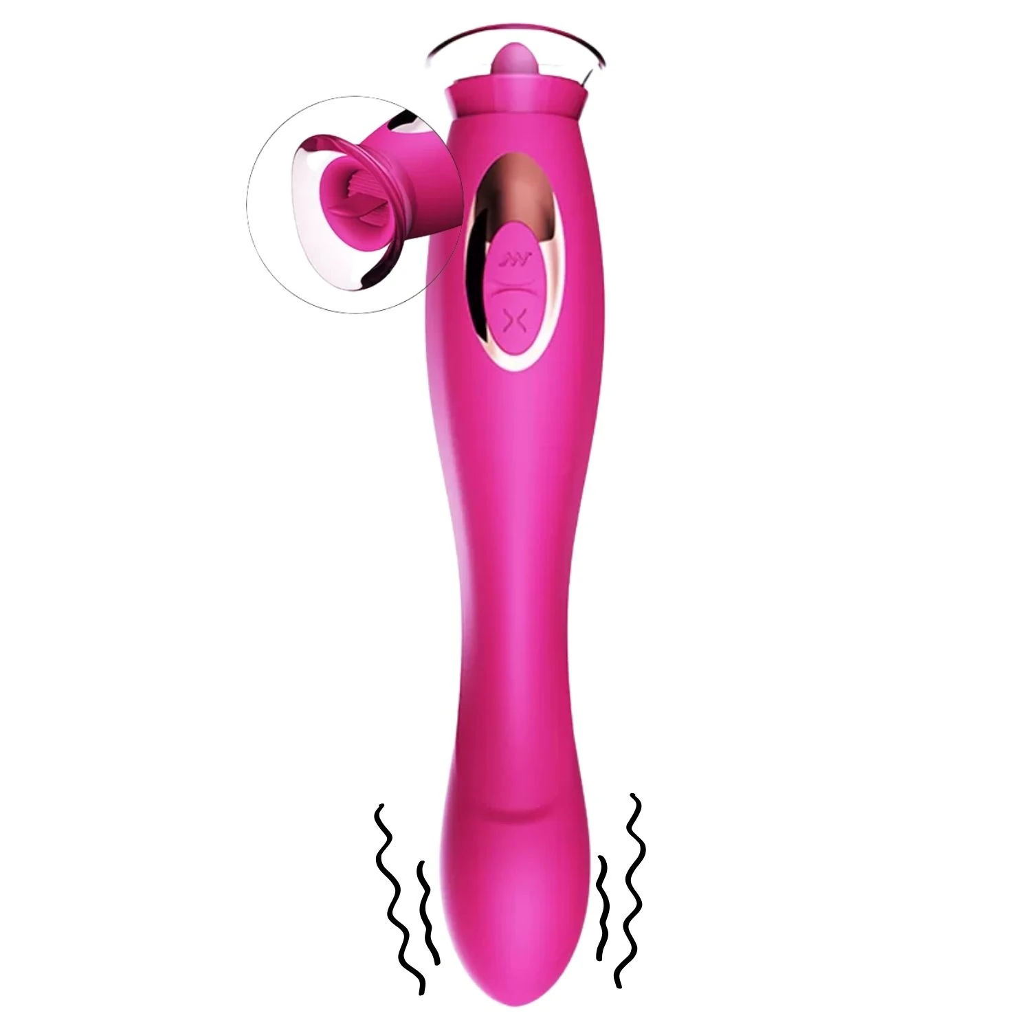 Vibe-T - Manyetik Şarjlı Çift Motorlu Güçlü Titreşimli G Nokta ve Klitoris Uyarıcı 2 in 1 Yumuşak Dil Hareketli Vibratör