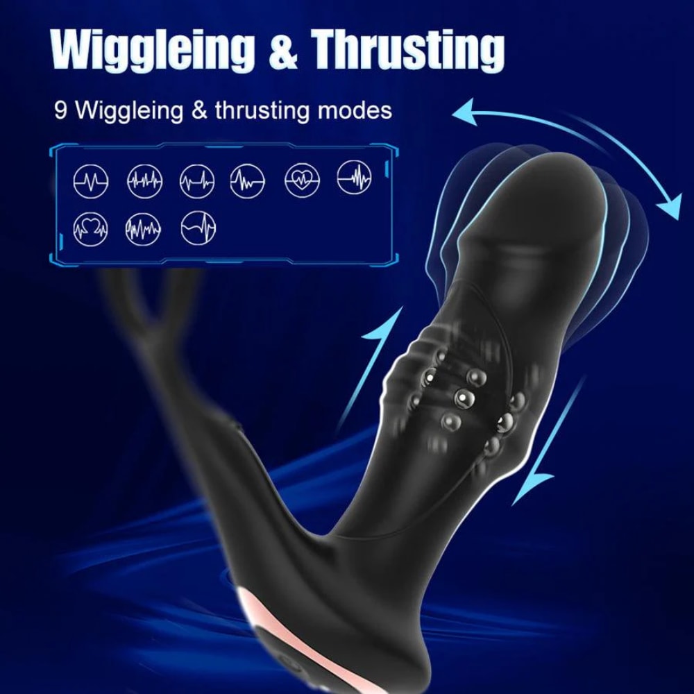 Şarjlı Testis Penis Halkalı Dalga ve İleri Geri Hareketli Titreşimli Perine Prostat Uyarıcı Vibratör detay