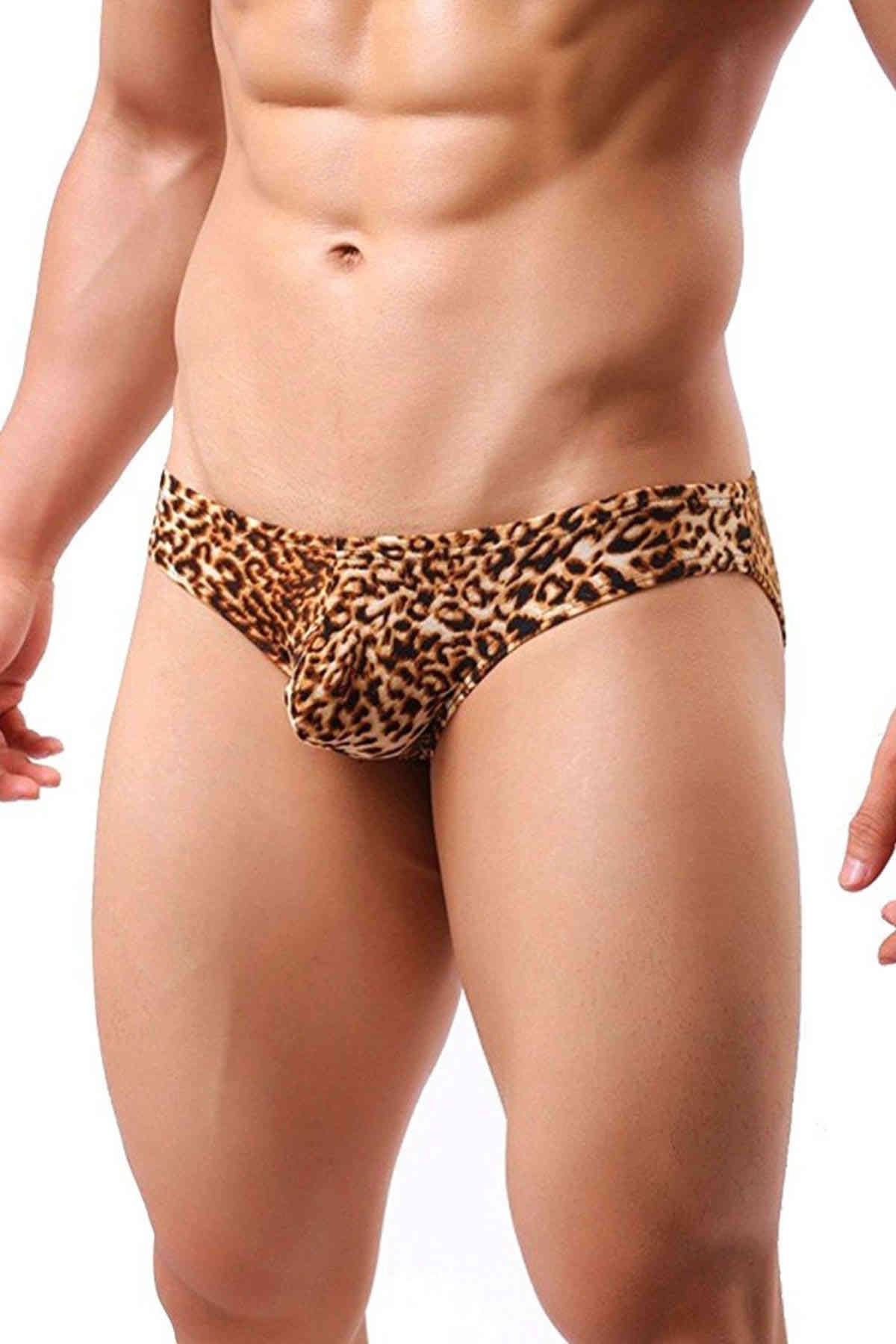 Şık Leopar Desenli Fantezi Erkek Slip Külot