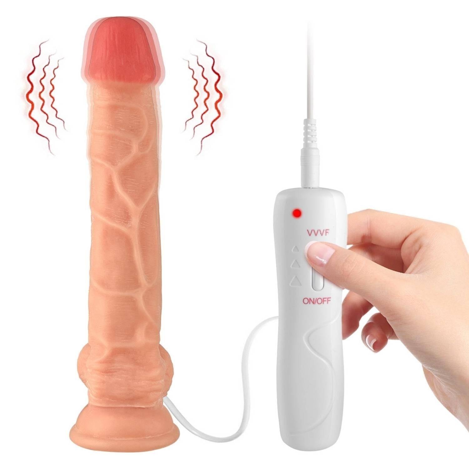 Liam - Kumandalı Vantuzlu Güçlü Titreşimli Gerçekçi Yapay Penis Realistik Dokuda Dildo 23 CM detay