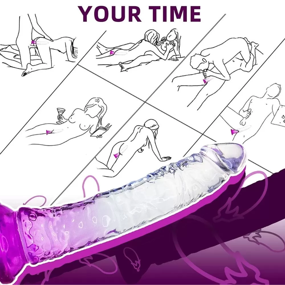 MYST COLOR Dildo Realistik Jel Dokuda Testissiz Ultra Yumuşak Şeffaf Mor Yapay Penis detay