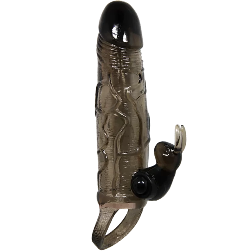 Brave Man - Uzatmalı Klitoris ve G-Spot Uyarıcı Titreşimli 2 in 1 Silikon Penis Kılıfı - Siyah detay