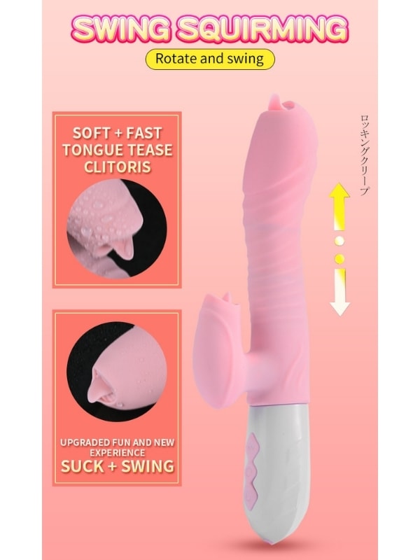 V10 - Şarjlı Akıllı Isıtmalı İleri Geri ve Dil Hareketli G-Spot ve Klitoris Uyarıcı 2 in 1 Yapay Penis Rabbit Vibratör detay