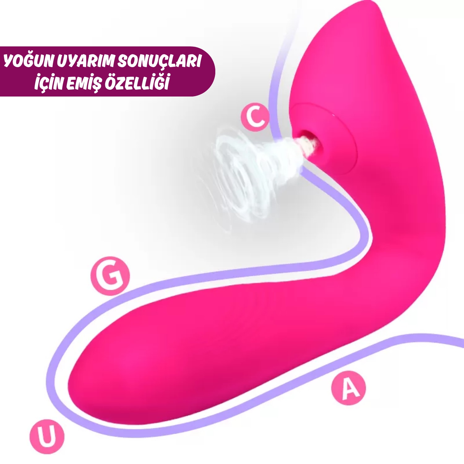 Otomatik Isıtmalı Kıkırdaklı Bükülebilir Klitoris Emiş Güçlü ve G-Spot Uyarıcı Titreşimli 2 in 1 Vibratör detay