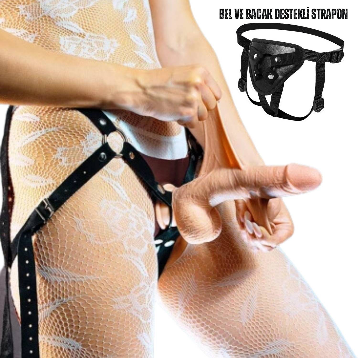Sens Belden Bağlamalı Ultra Yumuşak Doku Gerçekçi Yapay Penis Et Dokulu Realistik Strapon Dildo 23 CM